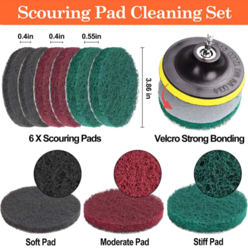 125mm 13-Piece Polishing Pad Set with Scouring Pad, Scrubbing Pad, Magic Pad, and Power Drill Cleaning Kit. Perfect for Home Cleaning, Bathroom Cleani