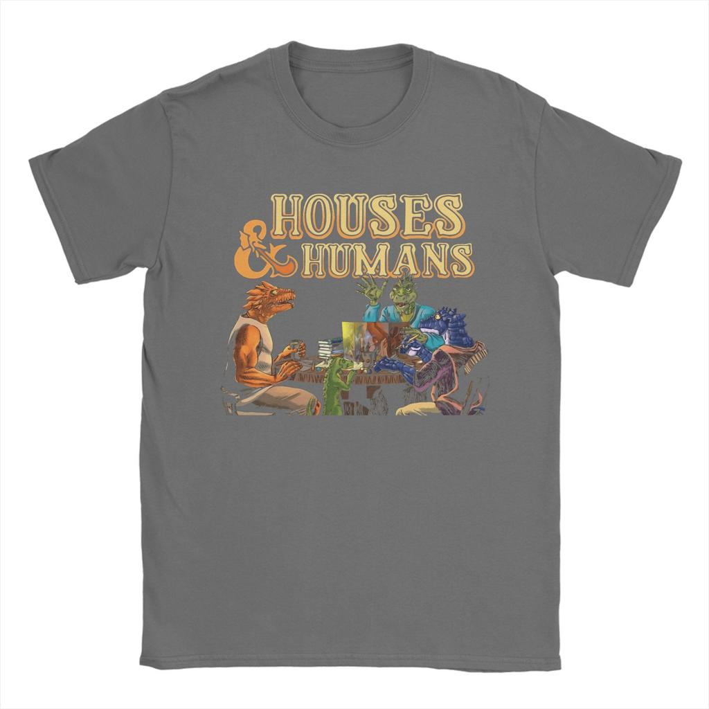 Funny Houses and Humans Funny Dungeons T-Shirt Men Crew Neck Cotton T Shirts  Short Sleeve Tees Summer Clothing