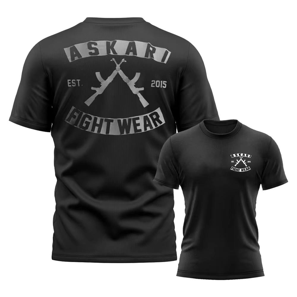 ASKARI Boxing Fighting Men's T Shirt Summer Sports Fitness Breathable Round Neck Short Sleeve Tops Outdoor Trainning Clothing