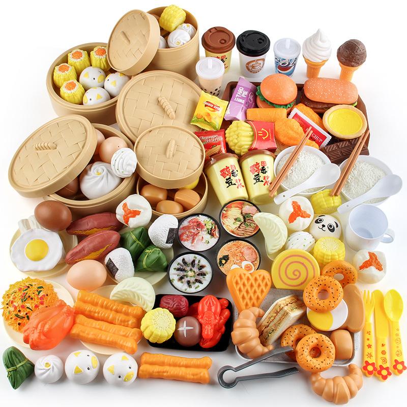 Children'S Educational Simulation Kitchen Food Set, Steamer Bag, Sushi Fritters, Breakfast Burger Set, Play House Toys