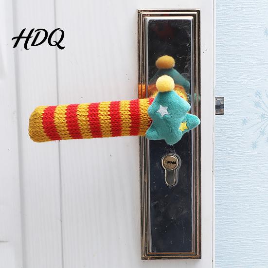 Christmas Gift for New Home Knitted Doorknob Covers Santa Reindeer Decor Anti‑Slip Protector Sleeves