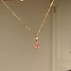 2026 Pink Diamond Water Drop Necklace Flash Pendant Niche Premium Very Fine Sweater Chain