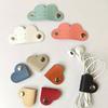1/3/5pcs Multifunctional Heart-Shaped Faux Leather Cable Cord Winder Organizer Cable Management Clips for Headphones