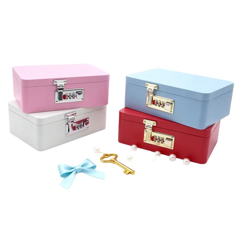Lockable Retro Iron Piggy Bank Password Lock Money Saving Coin Box Durable Home Organizer for Kids Family Gift Storage