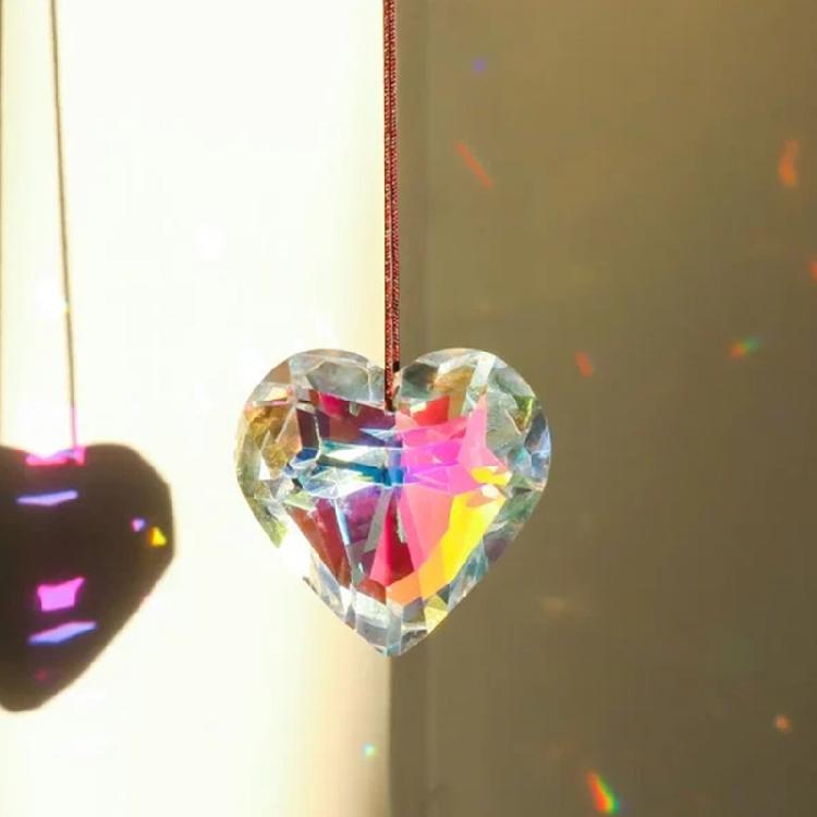 Crystal Heart-shaped Prism Crafts Window Door Ornaments Chandelier Rope Pendant