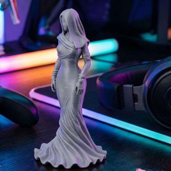 Vintage Hooded Cowl Women Figurine 3D Printed Fishtail Dress Faceless Lady Statue Sculpture Home Office Decoration Ornament