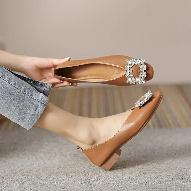 Fashion 2025 New Luxury Women's Flat Shoes Shallow Mouth Low Heel Casual Shoes Soft soled Comfortable Work Shoes Large Sizes 33-43