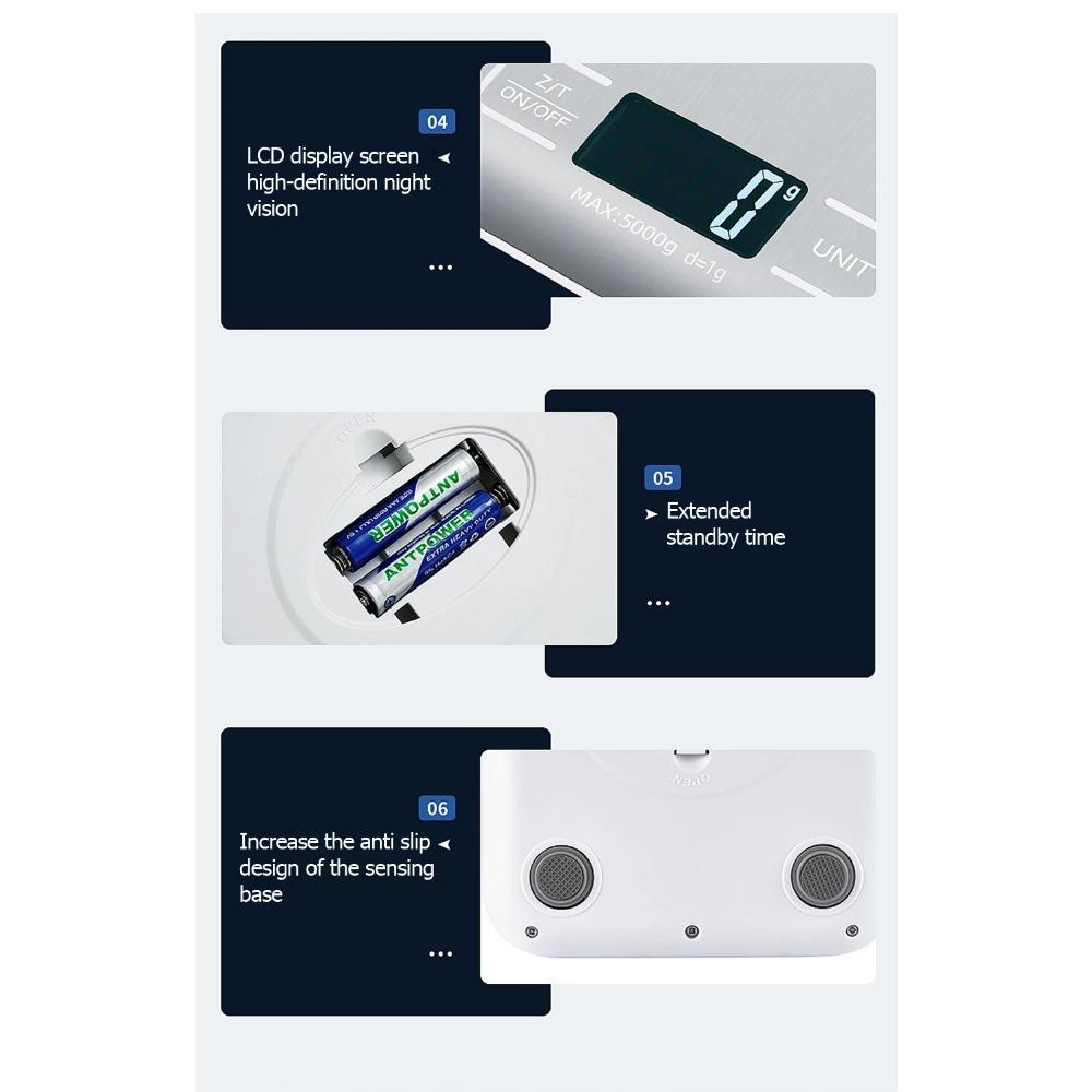 1PC 10kg wiederaufladbare Küchenwaage LCD-Display Edelstahl elektronische Waagen Home Schmuck Lebensmittel Snacks Wiegen Backwerkzeuge