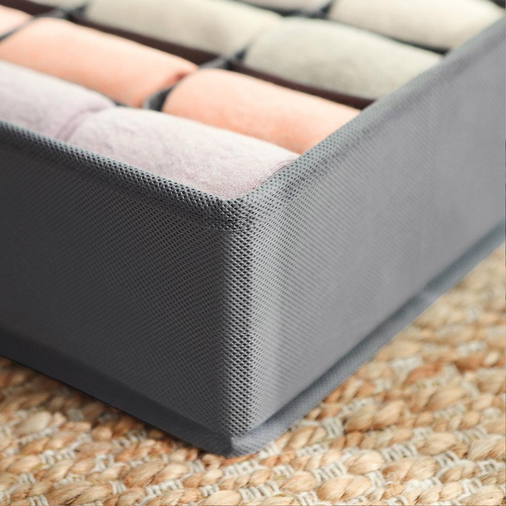 SONGMICS Underwear Drawer Organisers, Closet Underwear Storage for Bras, Socks, Ties, and Scarves, Foldable Fabric Storage Boxes, Set of 8, Grey