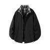 Men's Color-Block Plaid Stand-Up Collar Sports Jacket - Spring/Autumn Loose Casual Windproof Outerwear, Hong Kong Style.