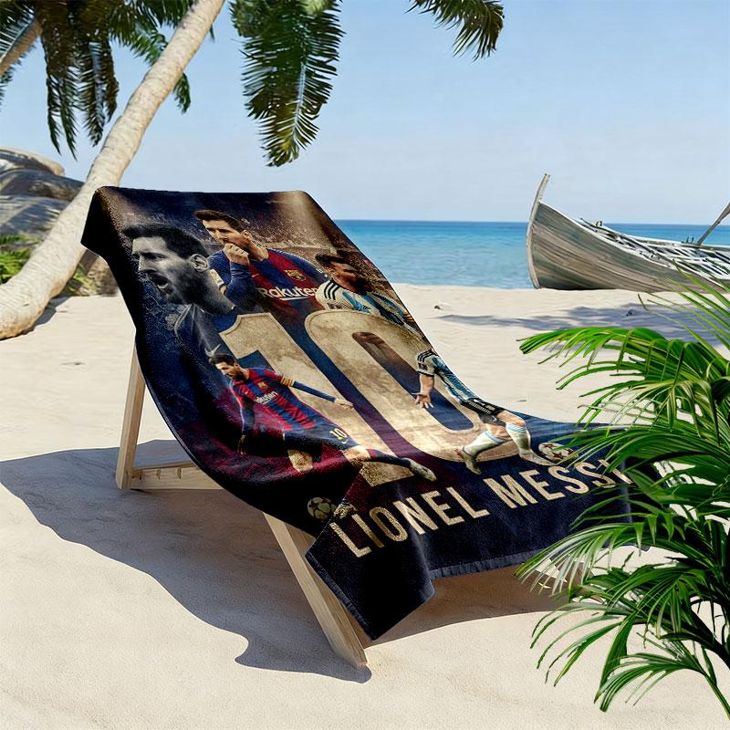 Asciugamano da Spiaggia con Stampa Leggendaria di Messi, Asciugamano Grande Morbido Asciugatura Rapida per Spiaggia Campeggio Nuoto