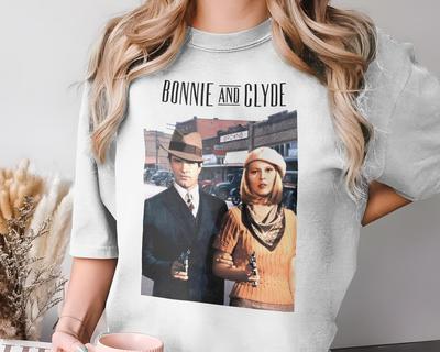 T-shirt naturel vintage Bonnie et Clyde V1 et t-shirt enfant affiche de film rétro vintage Coton Hommes Femmes cadeau présent