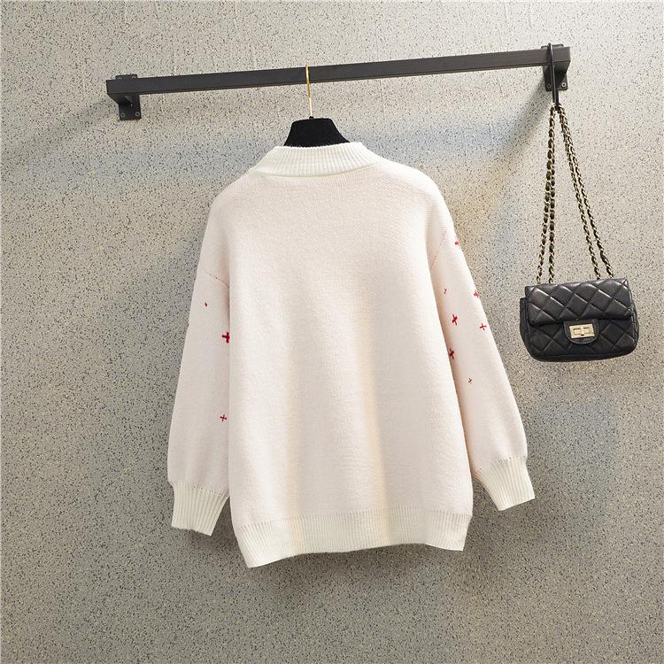Autumn/Winter Christmas New Year Red Deer Round Neck Sweater Women's Loose Lazy Style Top Versatile Head Knitted Sweater