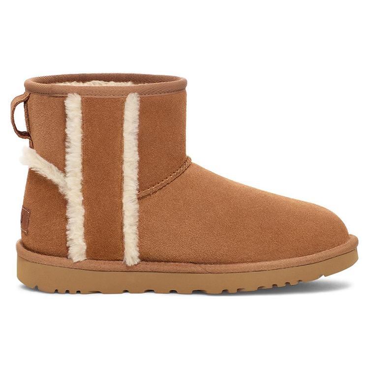 New UGG Classic Mini Shearling Logo 'Chestnut' Women's 1153473-CHE