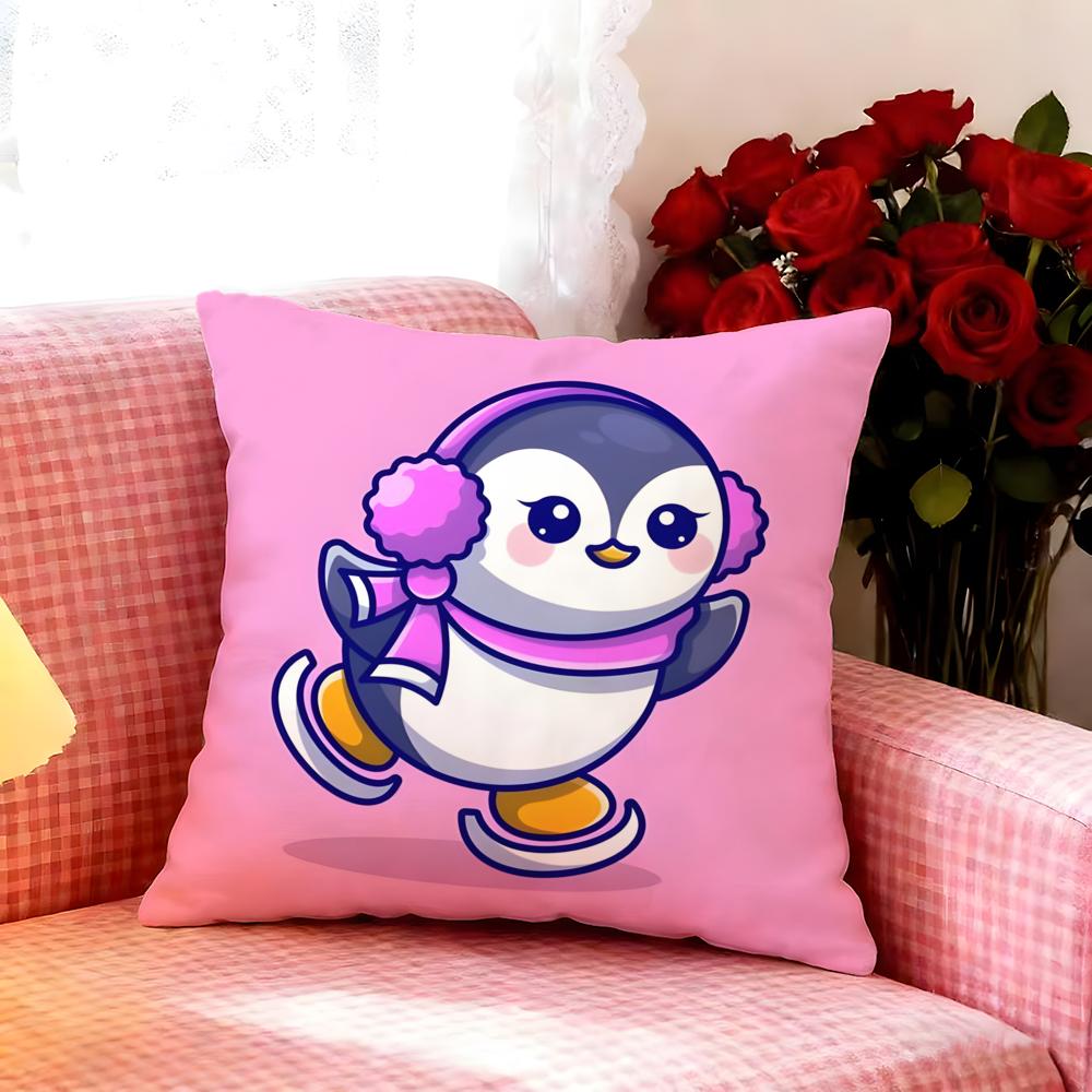 Cute Animal Cartoon Penguin Cushion Cover Premium Soft Pillowcase Skin-Friendly Breathable Multi-Purpose For Home Office Travel