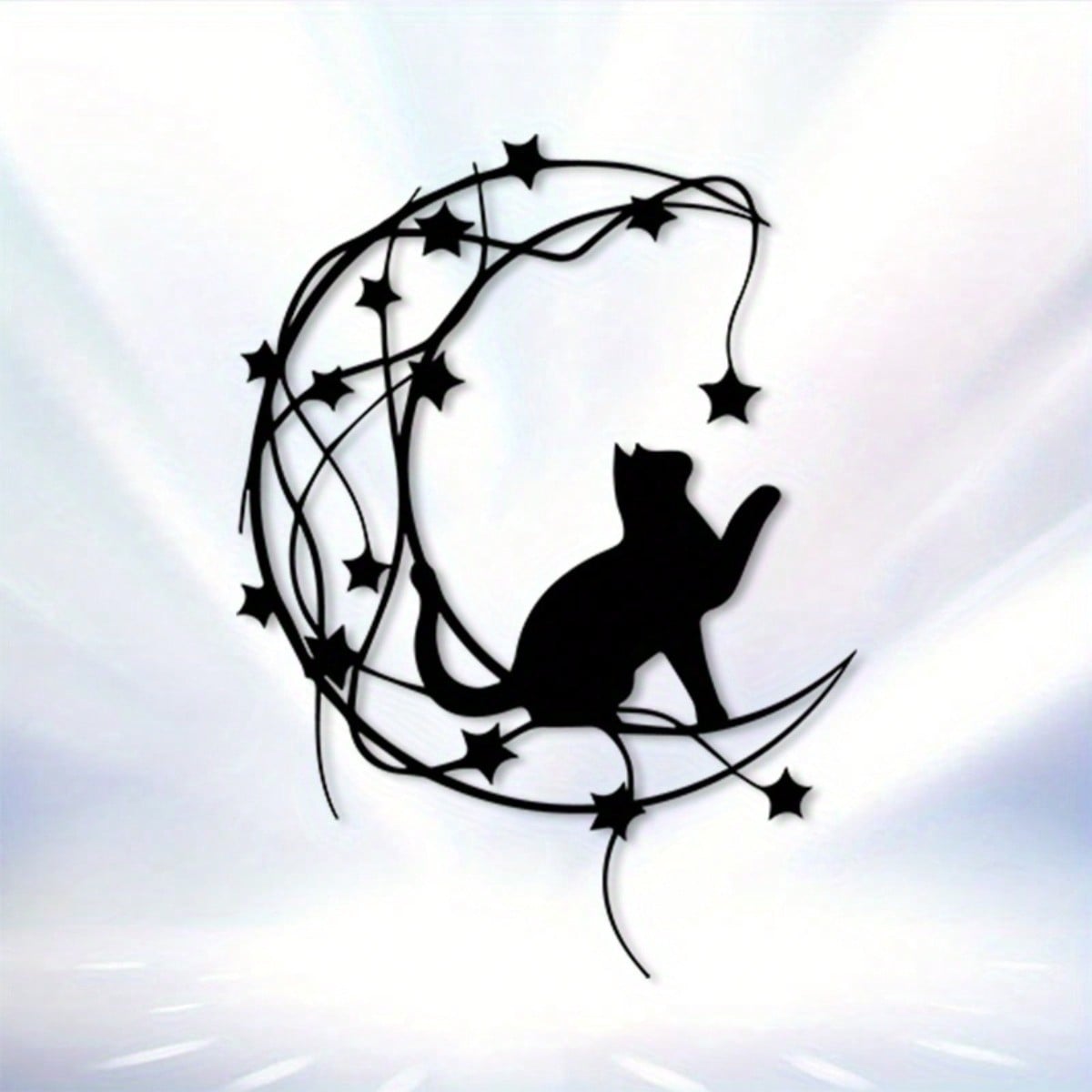 Vintage Metal Wall Art Cat and Moon Decor