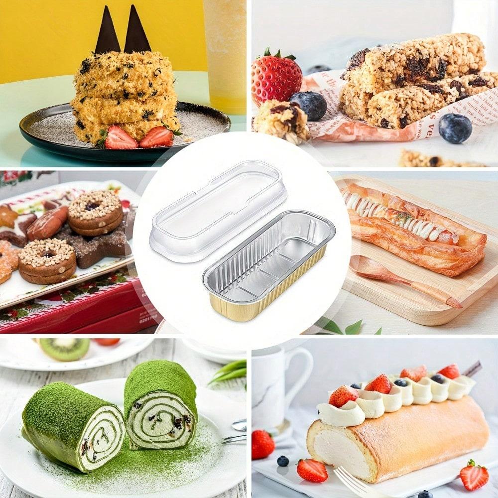 Aluminum Foil Pans with Lids Disposable Foil Food Containers Mini Loaf Pans Great for Cooking Heating Storing Baking Tools