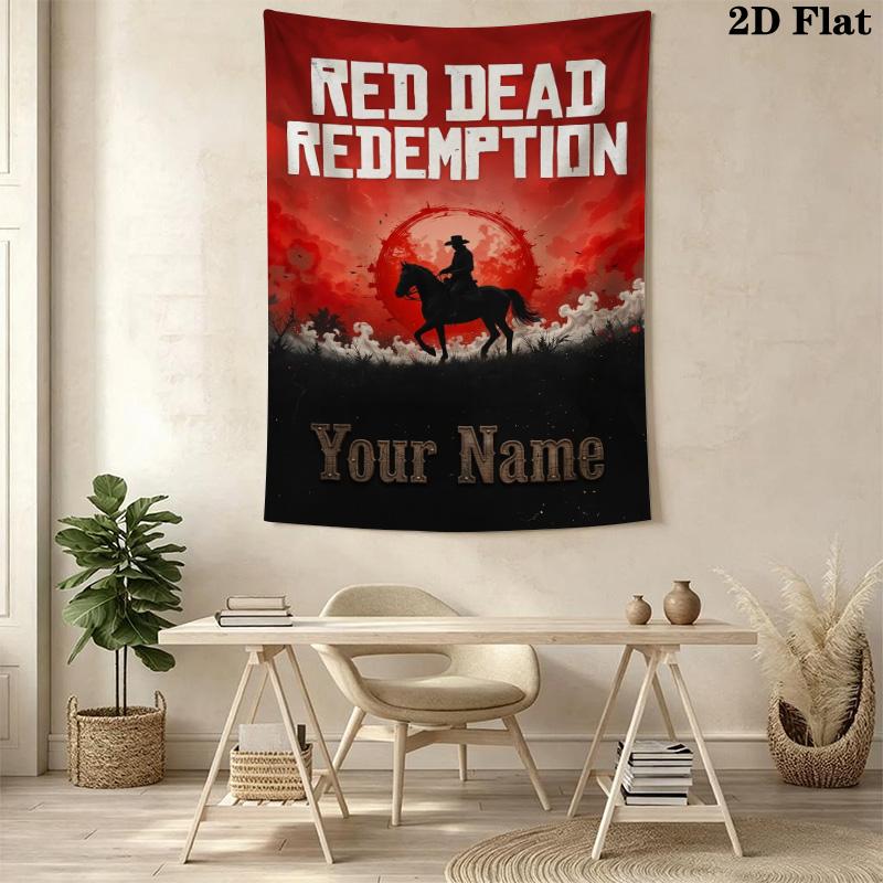Name Custom RDR2 Game Wall Tapestry Aesthetic Wall Hanging Printed Fabric Blanket Decorative Tapestries for Bedroom Living Room Home Decor