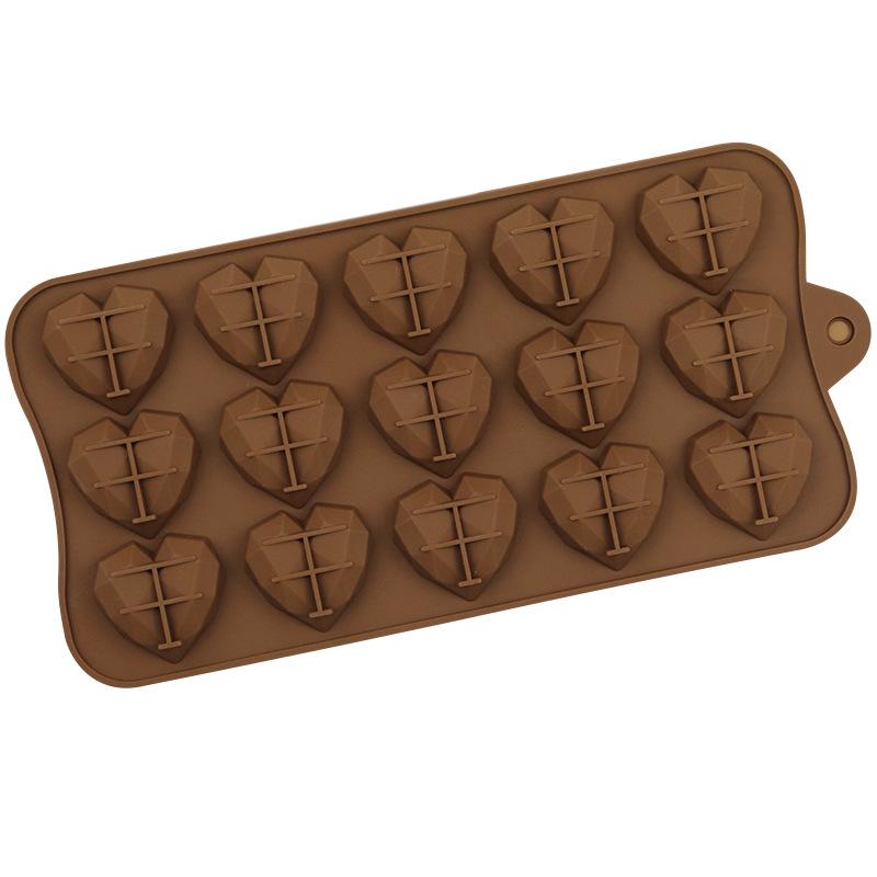 DIY Silicone Chocolate Mold 15 Cavity Diamond Heart Cake Accessories Molds Kitchen Ice Cubes Biscuit Pastry Manual Baking Mould