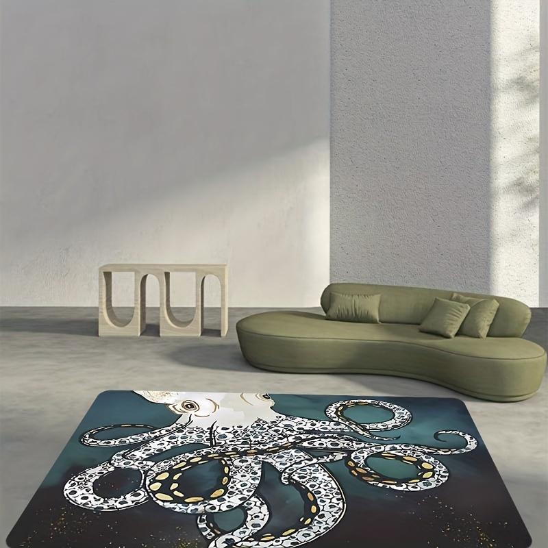 Mystical Octopus Print Area Rug, Absorbent Non-Slip Machine Washable Floor Mat for Bathroom Kitchen Outdoor Home Decor