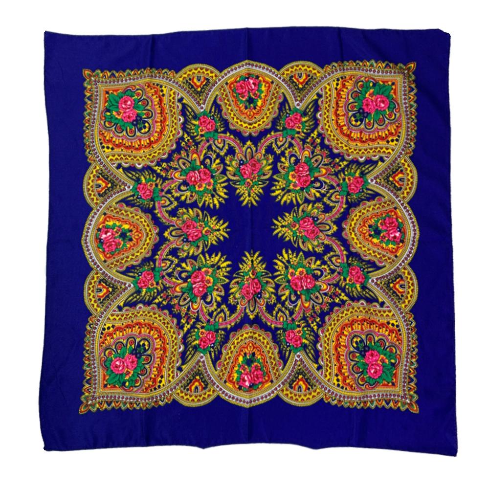 70*70cm Russian Square Scarf Women Luxury Floral Print Bandana Shawl Female Headband Scarves Babushka Head Wraps