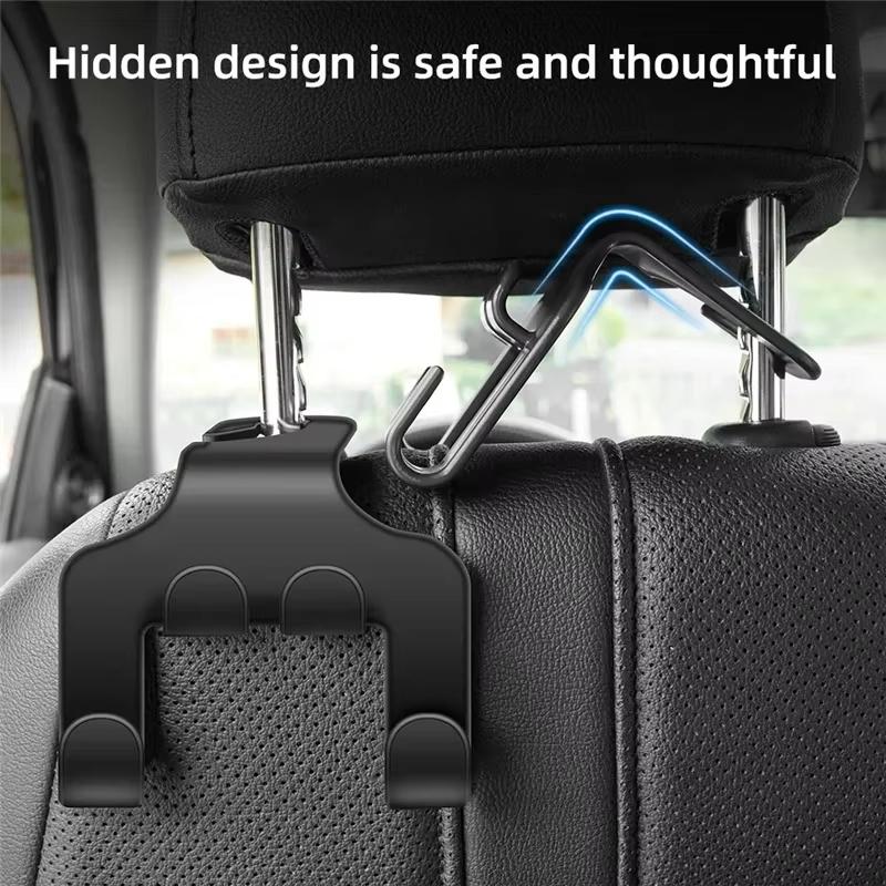 Car Seat Headrest Hook New Hanger Storage Organizer Universal for Handbag Purse Coat Fit Universal Vehicle Car Holder Black