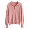 Women's Loose Polo Sweater: 100% Wool Knitwear with Soft Feel, Ideal for Autumn/Winter As Base Layer, Pure Wool Collar.