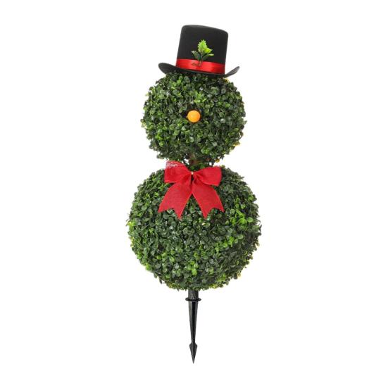 

60/85СМ Рождественское Топиарное Дерево Снеговик Искусственное Топиари в Форме Снеговика с Красным Бантом и Шляпой Топпером Для Внутреннего и Наружного Украшения Сада, Веранды S
