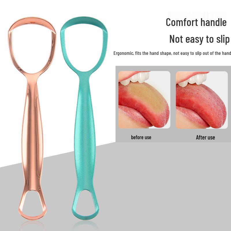 In-stock Stainless Steel Double-Headed Tongue Scraper for Oral Cleaning and Bad Breath Removal