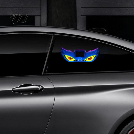 Solar Car Warning Lights Demon Eye Window Light with Suction Cup, Rechargeable Devil Auto Glass Decoration Lamp, LED Windshield Lamp for Auto,