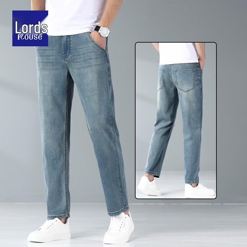 Loze Men s Tencel Cool-Feel Straight Cropped Jeans 31