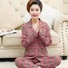Middle-aged women's 100% pure cotton pajamas women's summer long-sleeved pajamas middle-aged and elderly mother loungewear thin suit