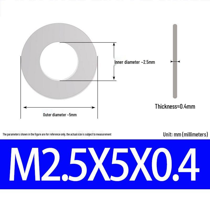 304 Stainless Steel Ultra-Thin Flat Washer, Thickness: 0.1/0.2/0.3/0.4/0.5 Mm, Sizes M1-M8