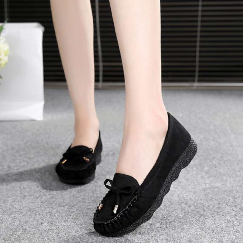 Spring and Summer Old North Cloth Shoes Women's Shoes Doudou Shoes Flat Bow Versatile Single Shoes Black Work Shoes Women's Casual Shoes