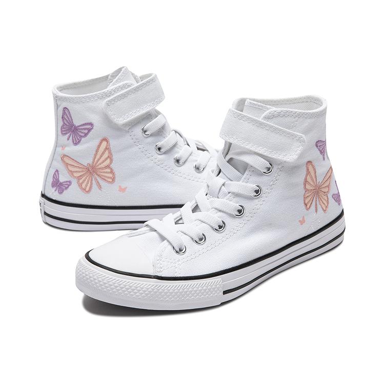 Converse All Star 1V Comfortable Classic High Top Kids Canvas Shoes Kids Sneakers White Purple A07424C