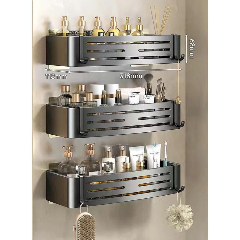 Punch-Free Bathroom Shelf Wall Mounted Shampoo Makeup Storage Holder Kitchen Toilet Square Self Adhesive No Drill Shower Shelves