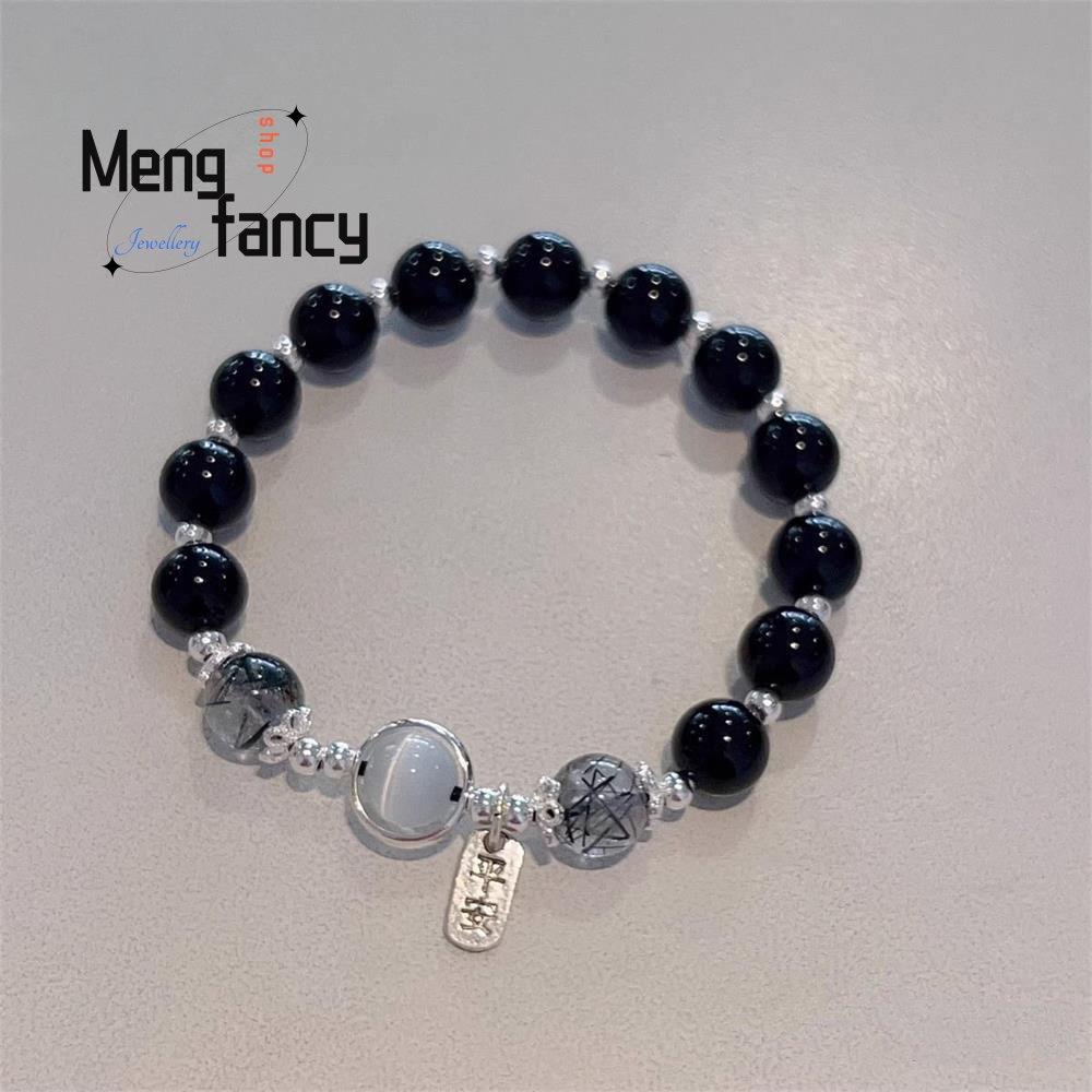 

Natural Black Obsidian Black Hair Crystal Milky Way Bracelet Exquisite High-grade Fashion Jewelry Sexy Young Girls Holiday Gifts