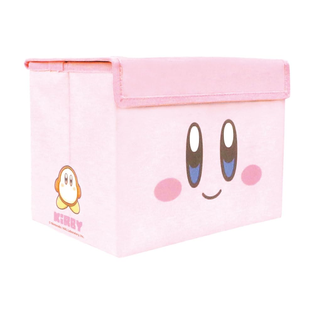 Factory Kirby of the Stars Foldable Storage Box with H190 X W280 X D190mm T's Lid, Kirby/Face, (HK-5542678KF)