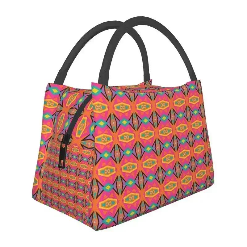 Kizomba Samakaka Ankara Print Insulated Lunch Bag for African Pattern Wax Design Cooler Thermal Bento Box Office Picnic Travel