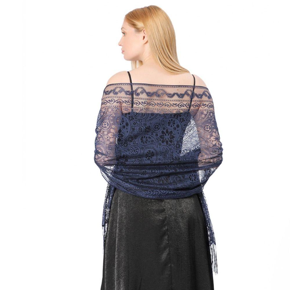 Wedding Shawl Tassel Scarves Cashew Floral Mesh Fringe Wraps  for Wedding Evening Party Dresses