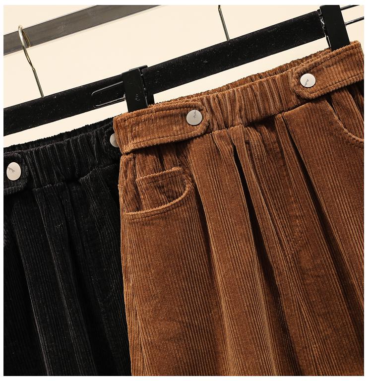 Übergröße Kord-Midirock mit hohem Bund: Lockere A-Linien-Passform für Herbst & Winter