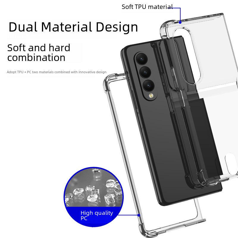 Anti-fall card holder case for Samsung Galaxy Z Fold 6, transparent TPU, fits Fold 5, foldable design.