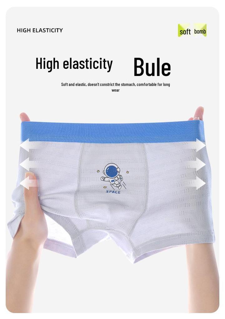 Boys' Cotton Antibacterial Summer Ice Silk Mesh Boxer Briefs