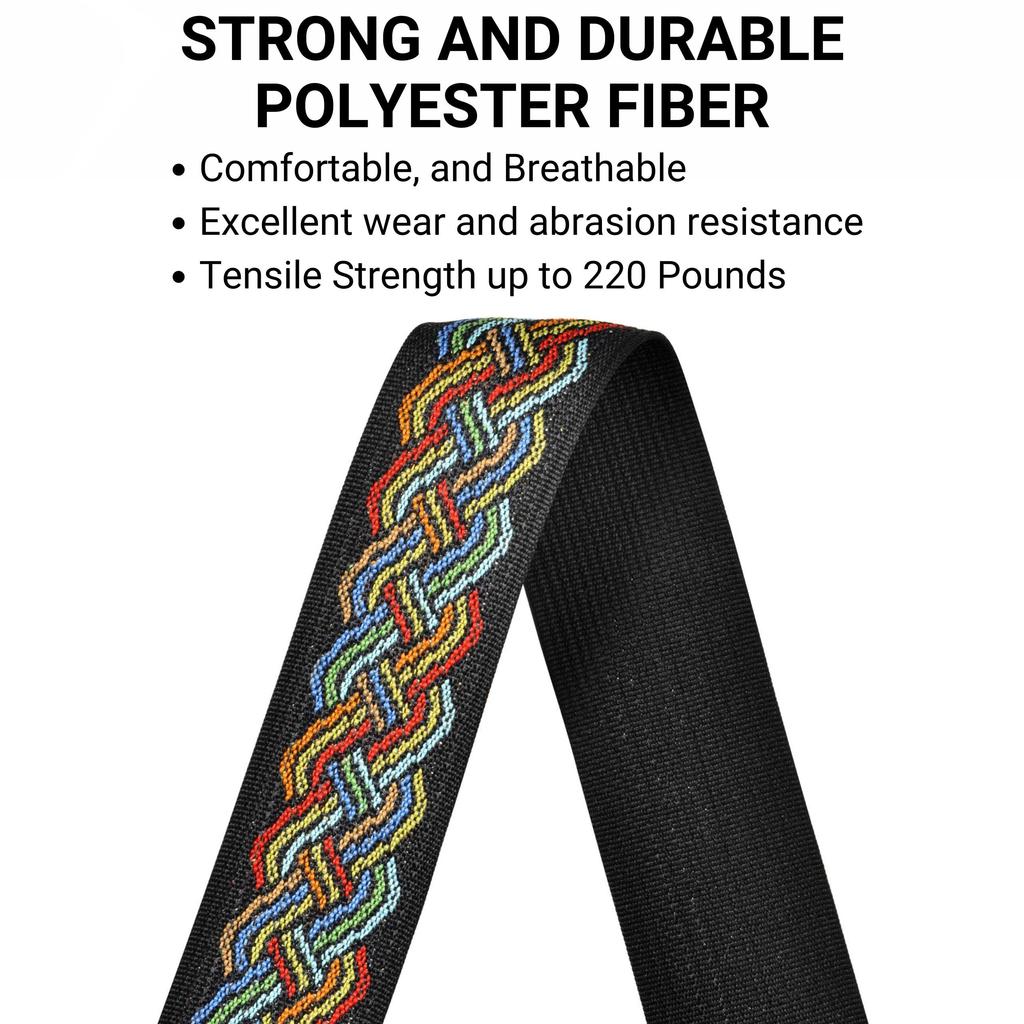 Vintage Wide Celtic Knot Weave Guitar Strap for Acoustic Electric Guitar Bass Guitar Adjustable Length from To [Amumu] 2.3" 35" 61"