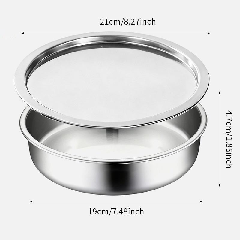 

Stainless Steel Steamed Egg Bowl With Lid Kitchen Tableware Fruit Salad Dessert Soup Bowl Food Container Rice Noodle Bow