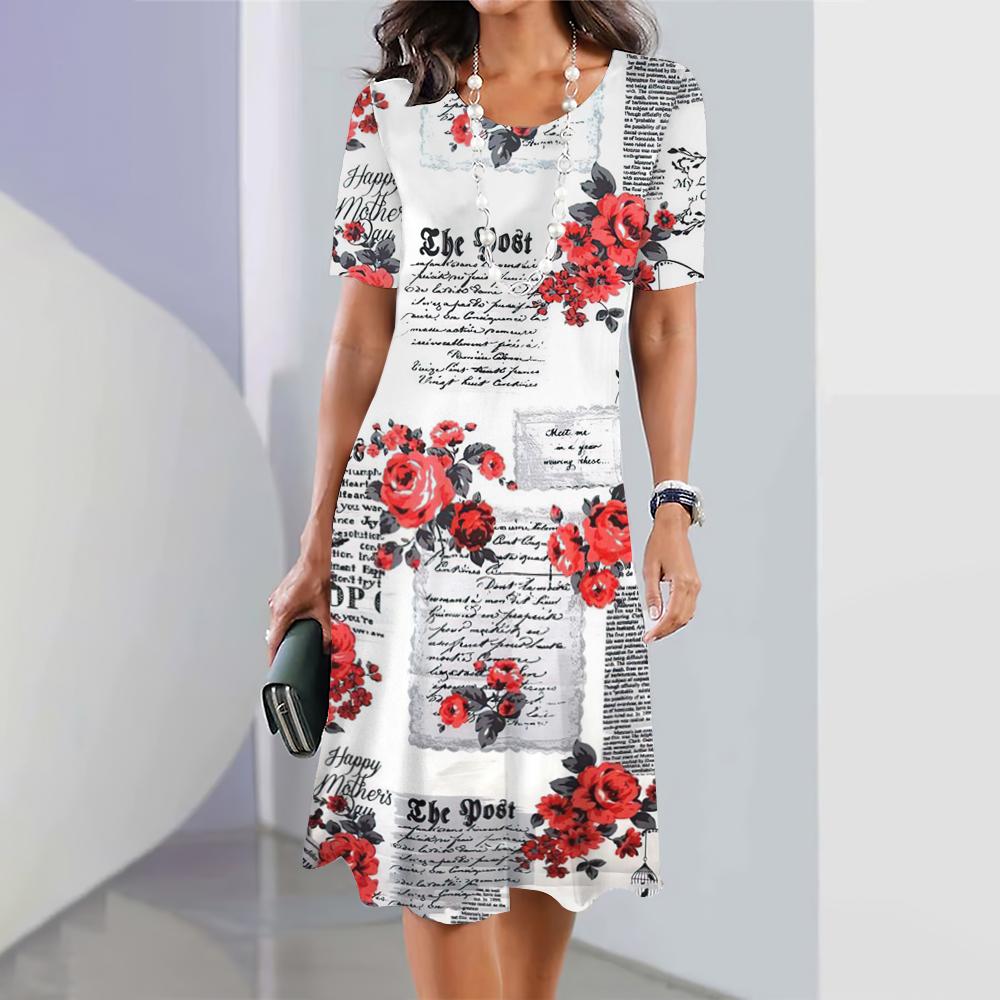 Damen Elegante Kleider Sommer Mittellanges Kleid