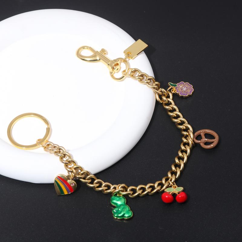 Cute  Bag Keychain Flower Cherries And Cookies Pendant Bag Chain For Women Bag Charm Cute Accessories Jewelry Gifts