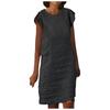 Womens Fashion Color Button Party Dresses Women Elegant O-Neck Short Sleeve Beach Dress Ladies Casual Loose A-Line Dress