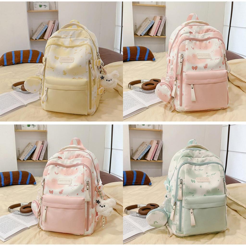 Jugendlicher Schmetterlings-Rucksack für die Schule mit Nylon und Laptop-Fach