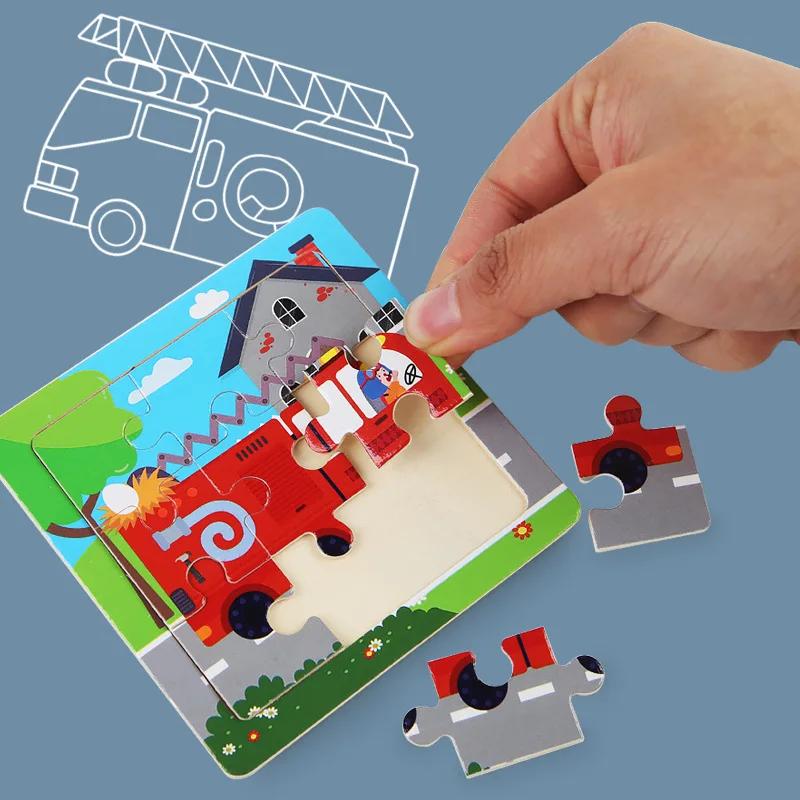 3D Puzzles Cartoon Animals Montessori Game Children Cognitive Jigsaw Puzzle Infant Playthings Educational Toys Ideal for Toddler